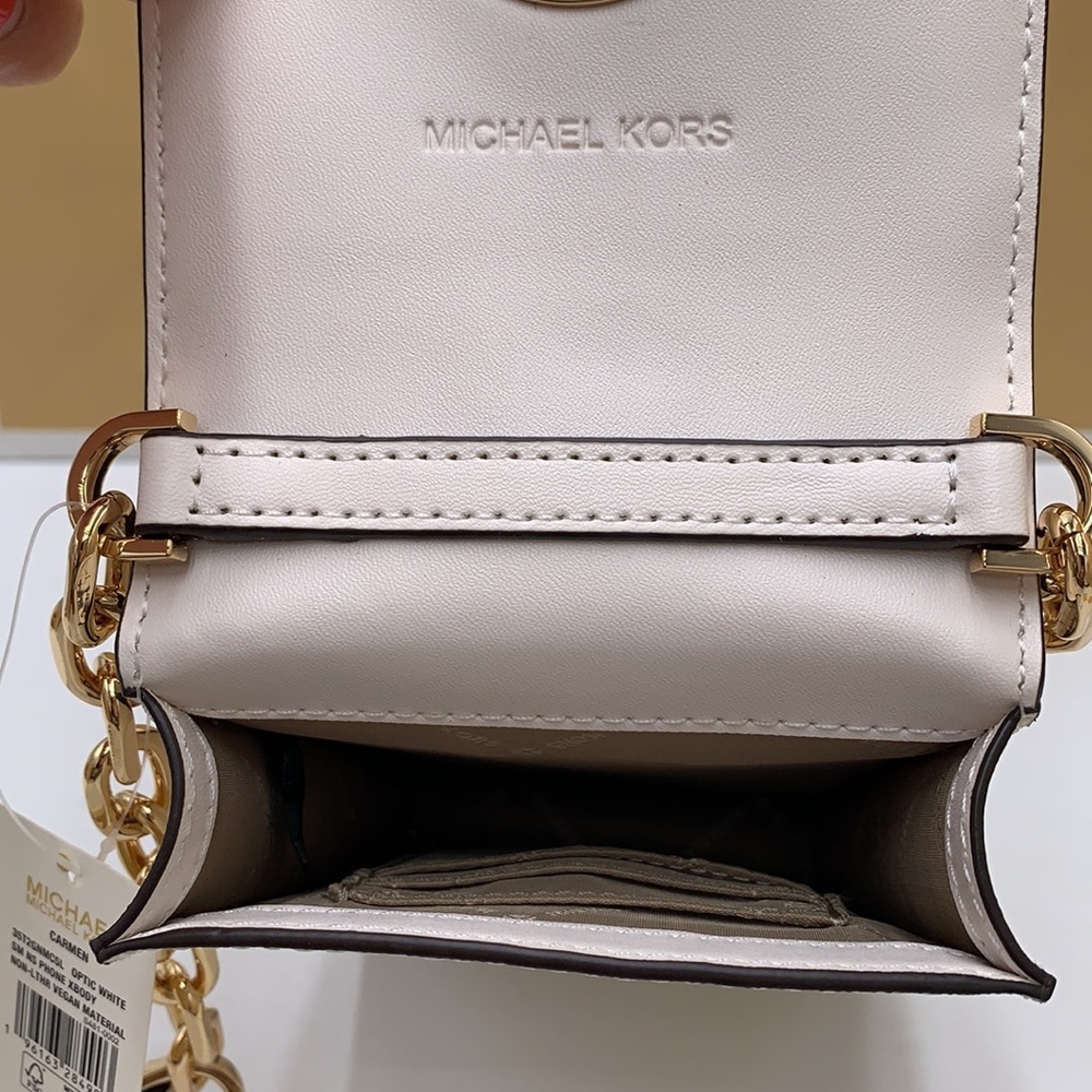 NWT MICHAEL KORS CARMEN SMALL NORTH SOUTH PHONE XBODY OPTIC WHITE COLOR - Picture 15 of 16